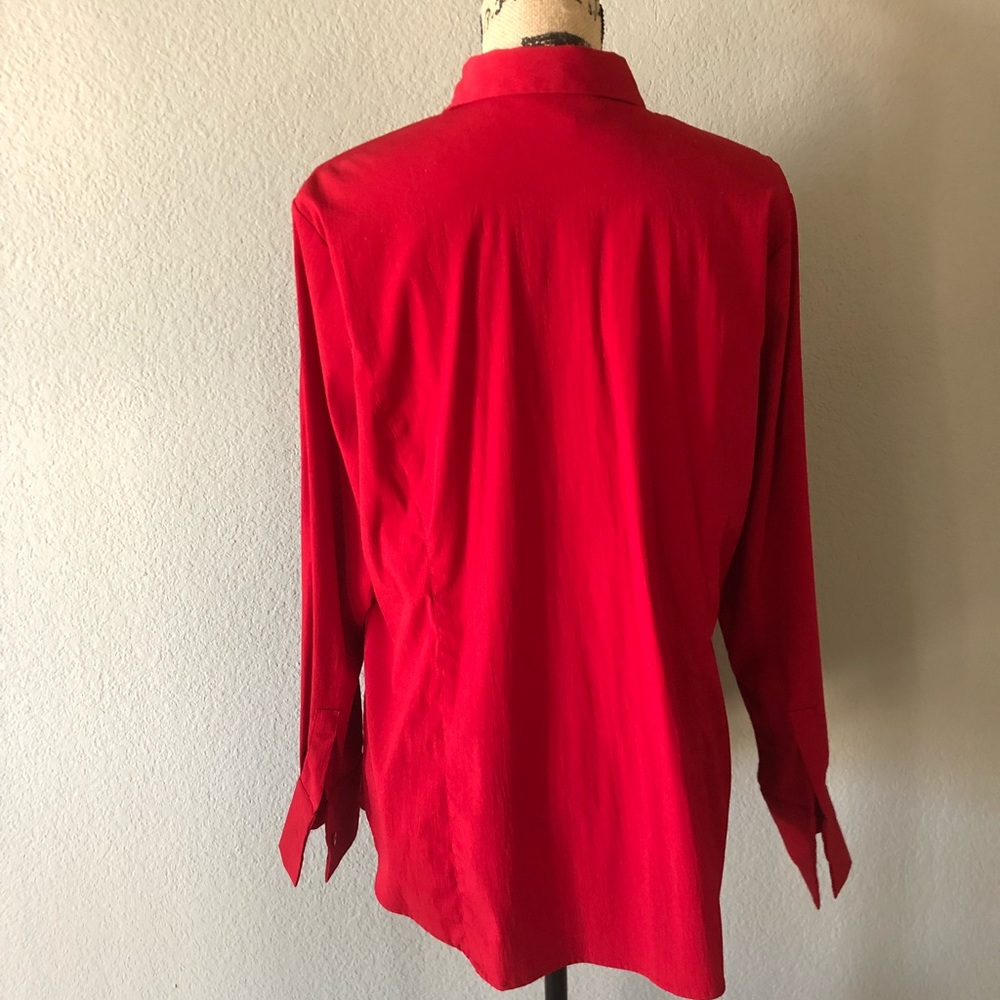 Red. Button-down Blouse - Picture 2 of 3